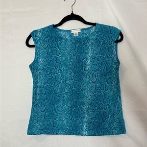 Petite Sophisticate Snake Print Turquoise Tank Top | Size S Petite